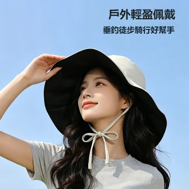 【kingkong】黑膠加大帽簷全臉防曬帽 戶外抗UV遮陽帽 漁夫帽 登山帽