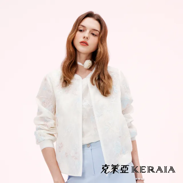 【KERAIA 克萊亞】蓮月吟吟薄紗刺繡外套