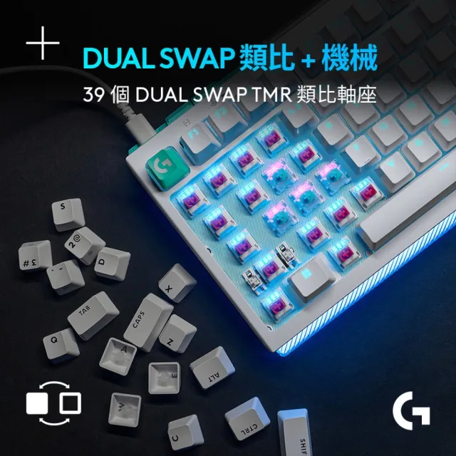 【Logitech G】G512 X 75 類比機械雙軸有線電競鍵盤 + 磨砂透明壓克力手托