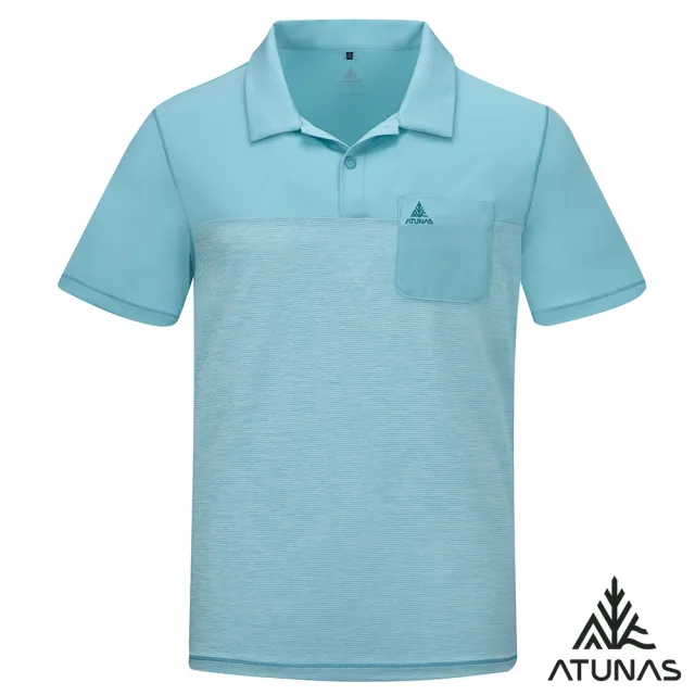 【ATUNAS 歐都納】男循環酷涼節能抑菌抗臭短袖POLO衫(A1PS2601MC湖綠/再生環保材/吸濕排汗/防曬抗UV/涼感)