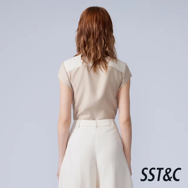 【SST&C】女裝_淺卡其壓折拼接小蓋袖上著82126306015(新品精選65折)