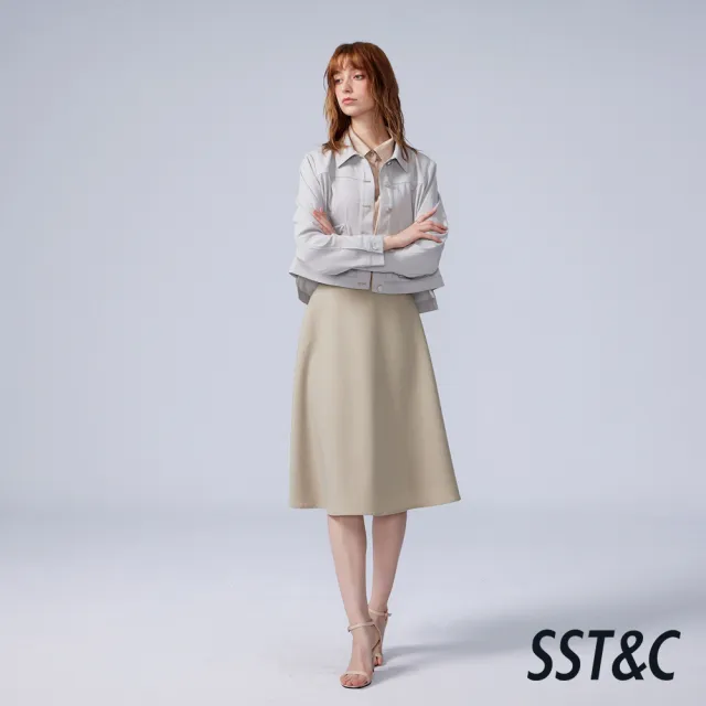 【SST&C】女裝_灰藍色短版口袋壓褶女休閒外套82126311001(換季55折)
