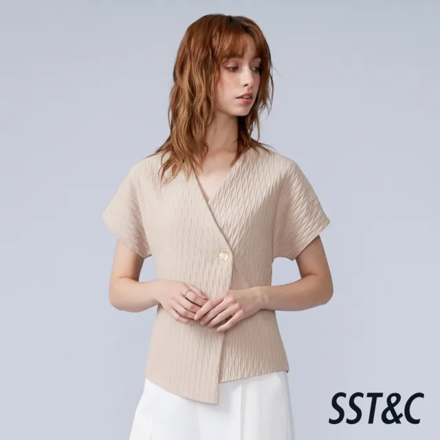 【SST&C】女裝_卡其壓褶V領兩用女外套82126311007(換季55折)