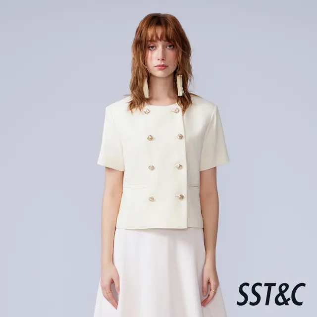 【SST&C】女裝_象牙白雙排金屬裝飾釦短版外套82126311009(換季55折)