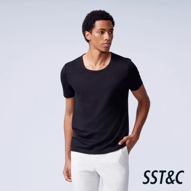 【SST&C】男裝_黑色萊賽爾棉低領T恤81126319016(換季55折)