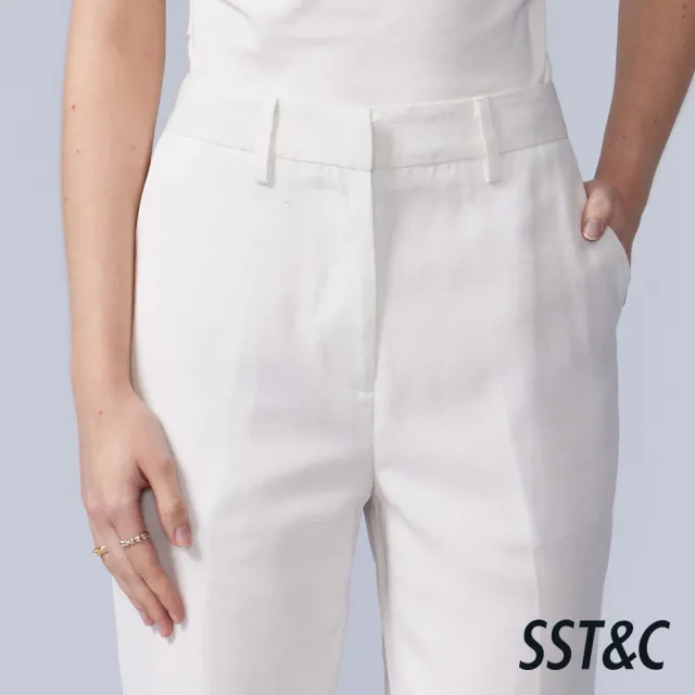 【SST&C】女裝_白色亞麻寬直筒西裝褲(可機洗)82126302007(換季65折)