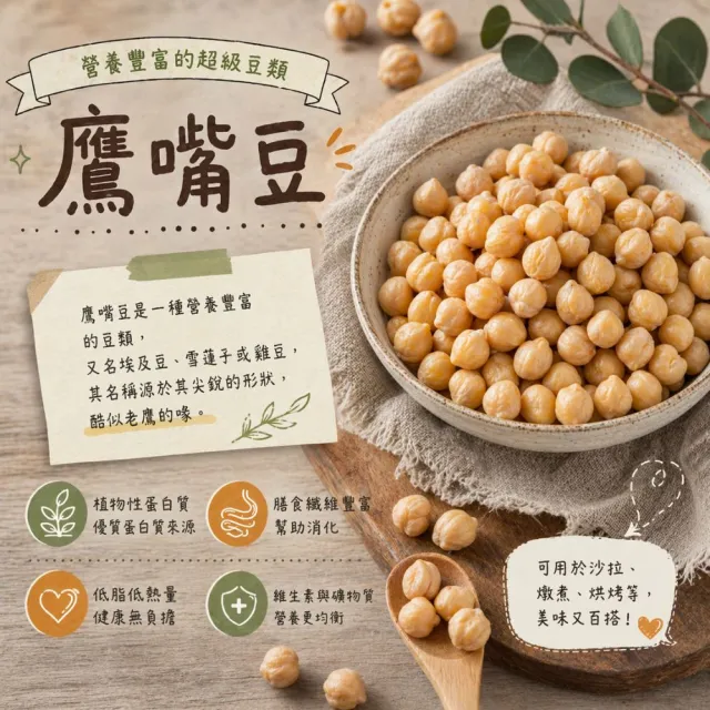 【Naturgrace 樂而泉】生鷹嘴豆 500g*3入 高蛋白 高膳食纖維 植物蛋白雙11