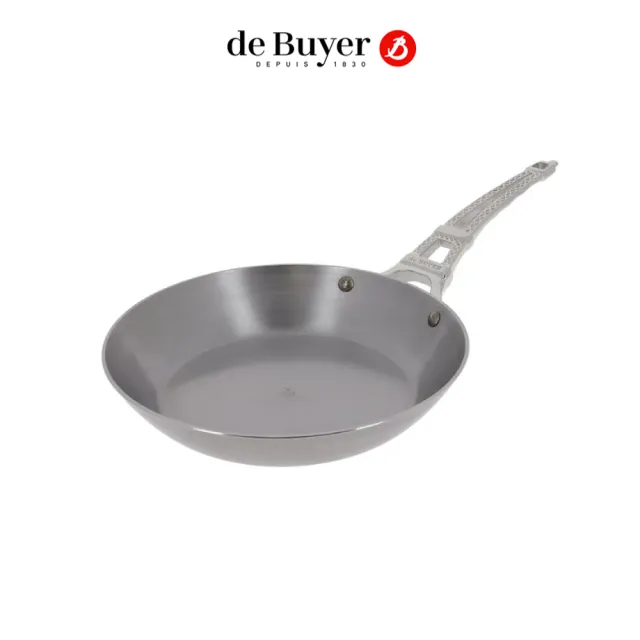 【de Buyer 畢耶】MOMO獨家 巴黎原礦蜂蠟鐵鍋 鐵塔柄平底鍋24cm