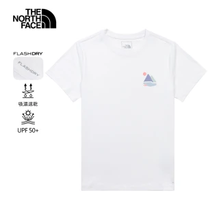 【The North Face】北面女款白色UPF50防曬短袖T恤｜8G7ZFN4