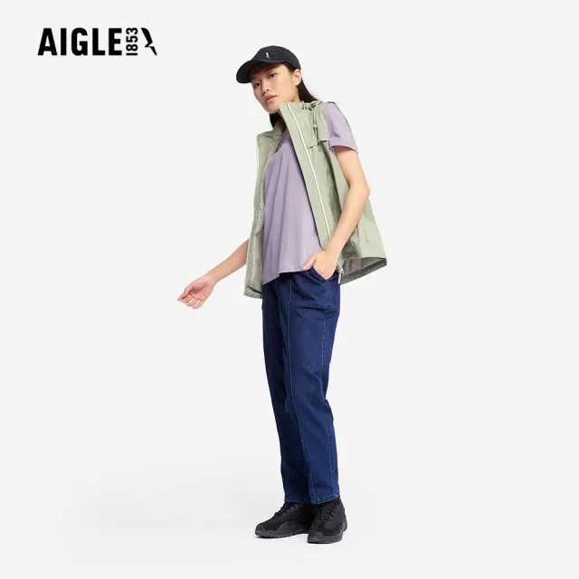 【AIGLE】女 涼感短袖T恤｜AG-5P229A117 灰綠(女上衣 T恤 短袖T恤 涼感 透氣)