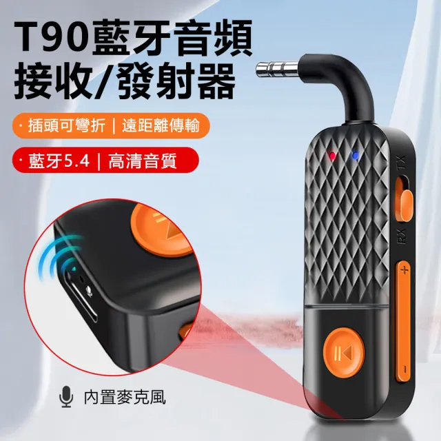 【Nil】T90 3.5mm藍牙音頻接收器 藍牙5.4車載飛機AUX無線適配器 音響電腦電視耳機發射器