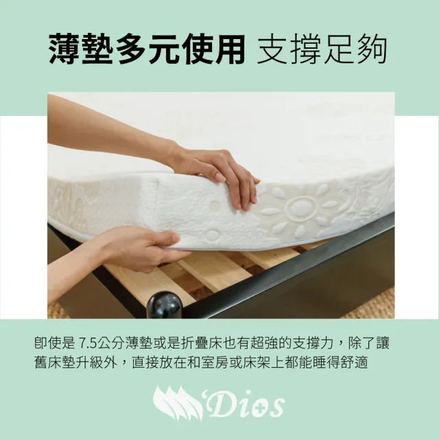 【迪奧斯】單人加大7.5cm天絲表布防蹣抗菌全乳膠床墊3.5x6.2尺-頂級款D95