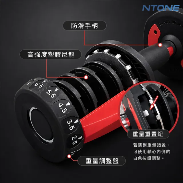【NTONE】24KG可調式啞鈴 52lb(15檔旋轉調節)