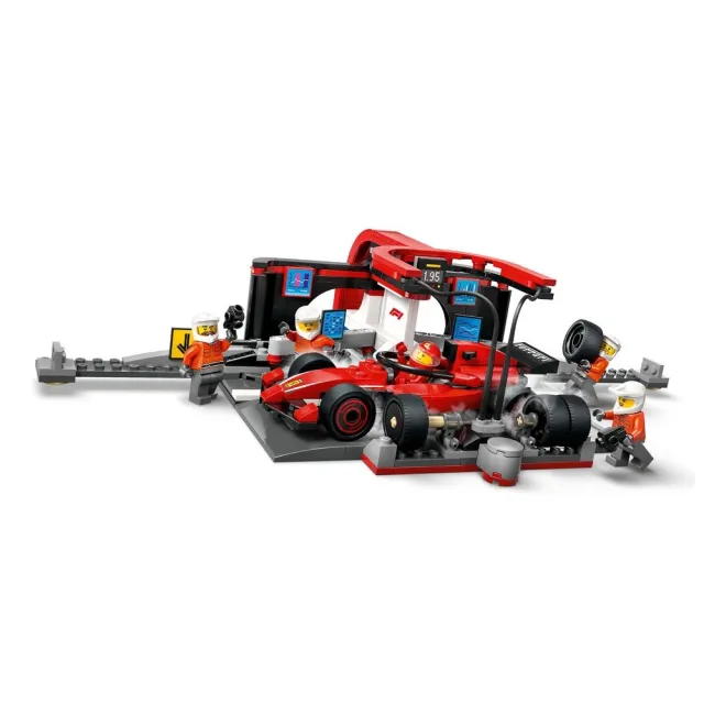 【LEGO 樂高】城市系列 60443 F1維修站、維修人員和 Ferrari 汽車(Formula1 法拉利 賽車玩具 兒童玩具)