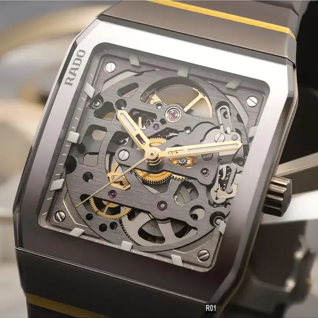 【Rado 雷達表】廣告熱賣Anatom Skeleton方拱形電漿高科技陶瓷鏤空腕錶32.5㎜ R01(R10206109)