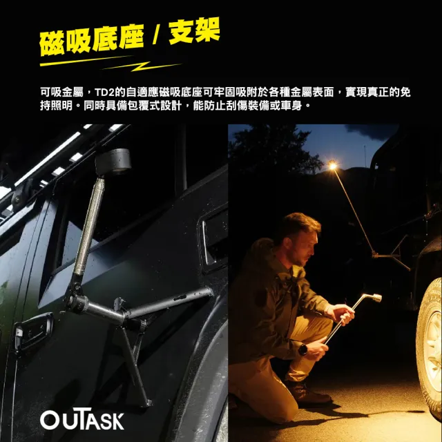 【OUTASK】可攜式戶外燈 TD2(燈 露營燈 照明燈 led 擺攤燈 野營燈 營地燈 露營 逐露天下)