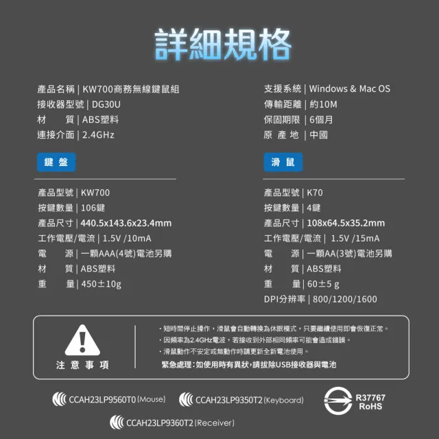 【PC Park】KW700商務型無線鍵鼠組(無線 鍵盤滑鼠組合)
