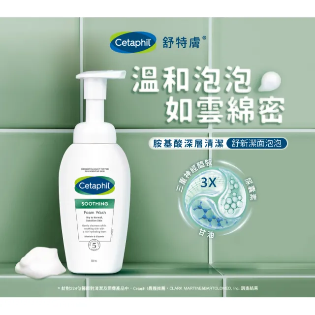 【Cetaphil 舒特膚】官方直營 舒新潔面泡泡 200ml(小雲朵/洗臉慕斯/敏感肌/胺基酸洗面乳/B3/B5/乾燥泛紅)★