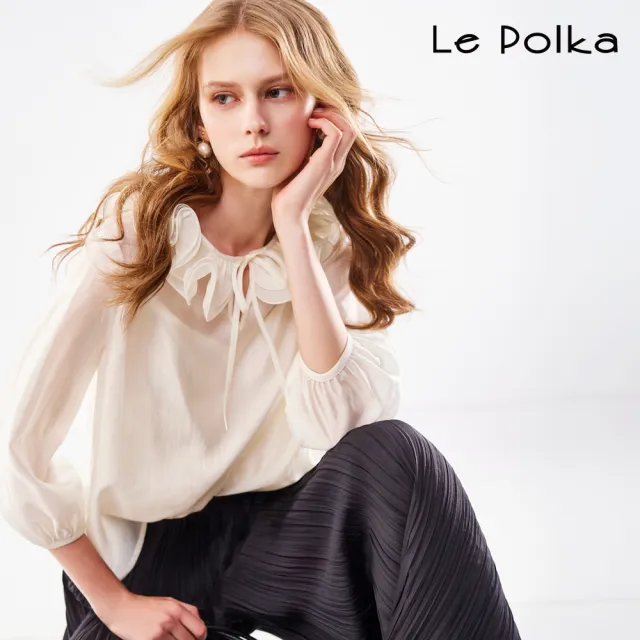 【Le Polka】花瓣立領優雅上衣-女