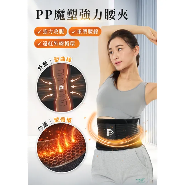【PP 石墨烯】石墨烯魔塑強力腰夾2入(支撐舒緩保護腰椎)