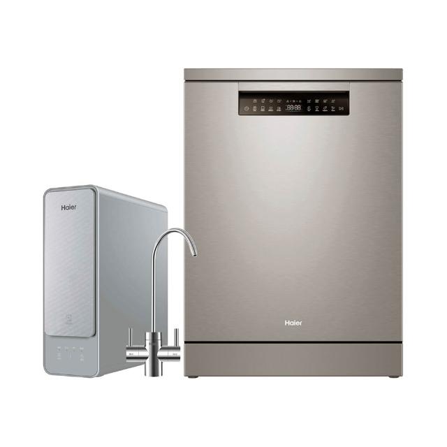 【Haier 海爾】自動開門AI變頻獨嵌兩用洗碗機H600 + RO600G逆滲透生飲淨水器