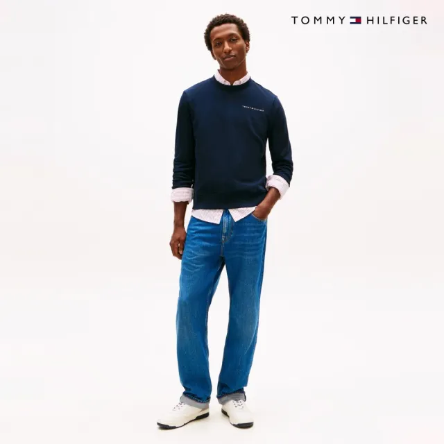 【TOMMY HILFIGER】官方旗艦館經典毛圈布圓領衛衣_藍色