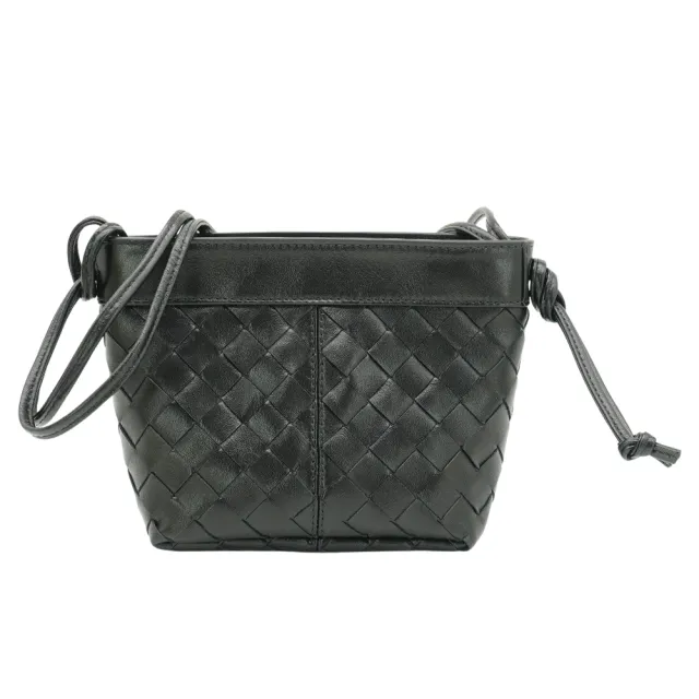 【BOTTEGA VENETA 寶緹嘉】編織羊皮拉鍊單肩包(827397-黑)
