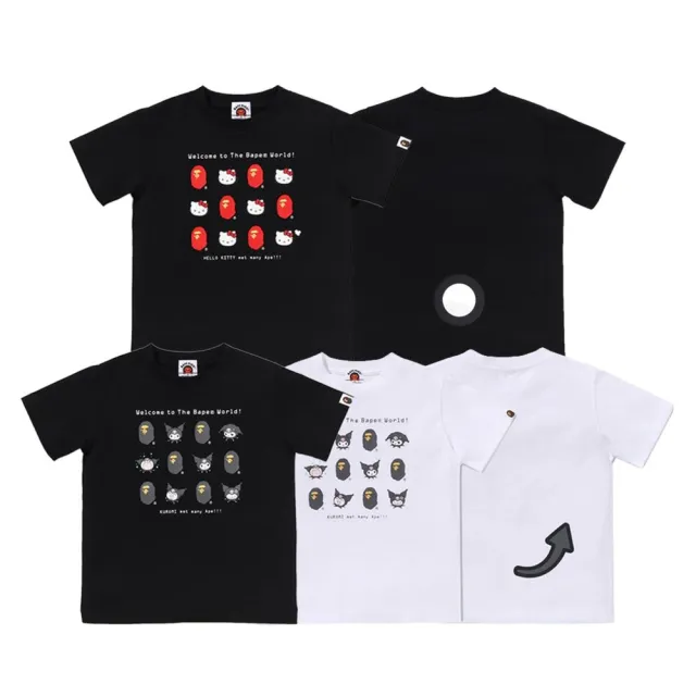 Sanrio x Bape 短T 童裝 酷洛米 12宮格 黑/白 凱蒂貓 黑 1M2331090
