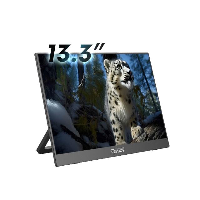 REAICE 13.3吋 IPS 平面顯示器，提供 2560x1600 高解析度與 16:10 螢幕比例，適合辦公與娛樂使用。支援 Type-C、HDMI、USB 3.0 介面，60Hz 更新率確保流暢畫質，無觸控設計簡潔實用。尺寸小巧（18型以下），1年保固，配件包含 TYPE-C 傳輸線、HDMI to mini HD 線、USB-A to TYPE-C 供電線及使用說明書。完美外接筆電或行動裝置，提升生產力！