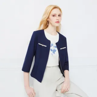 【MYVEGA 麥雪爾】MA小香風修身剪裁七分袖拉鍊外套-共二色(小香風外套/新年紅色開運穿搭)