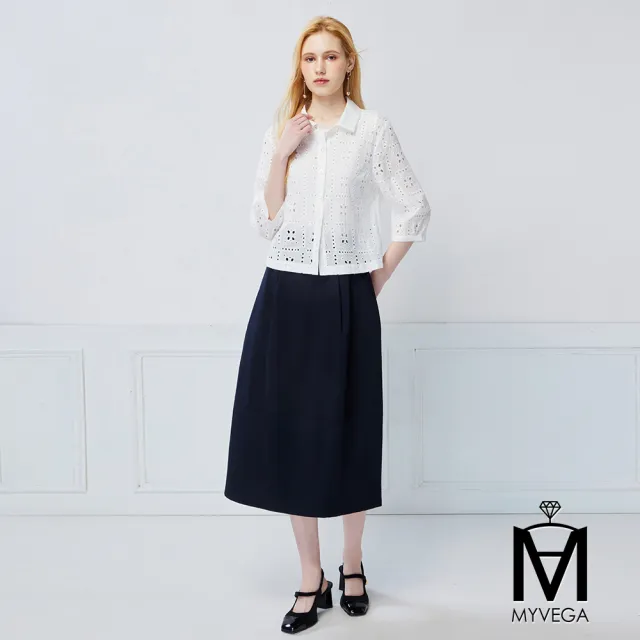 【MYVEGA 麥雪爾】MA真兩件立體蕾絲襯衫-白