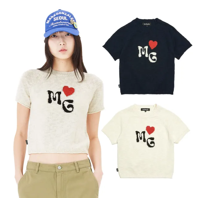 【Mark Gonzales】女裝 MG 針織短袖短版上衣