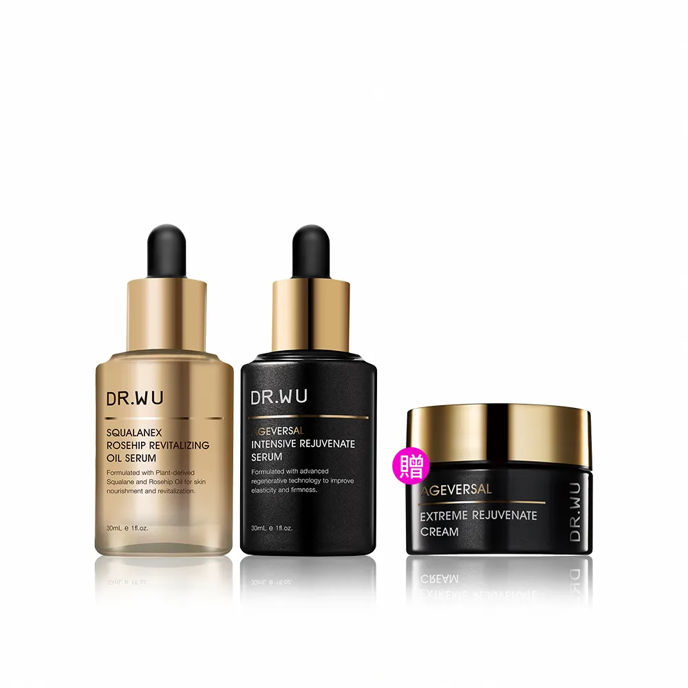 【DR.WU 達爾膚】極致抗老修護雙核心組(玫瑰PDRN新升級 超逆齡精華30ML+角鯊玫瑰果精華30ML)