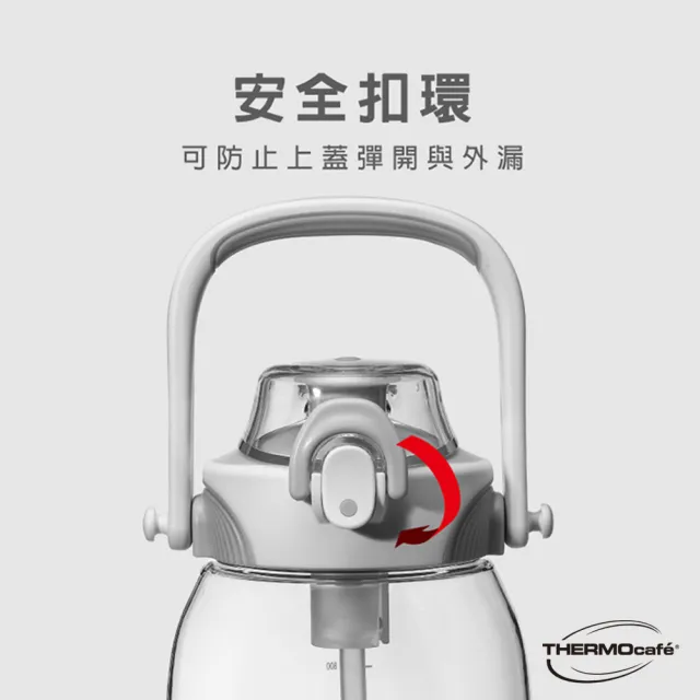 【THERMOcafe 凱菲】附背帶附吸管可提式彈蓋隨手瓶1000ml(TCTS-1000)