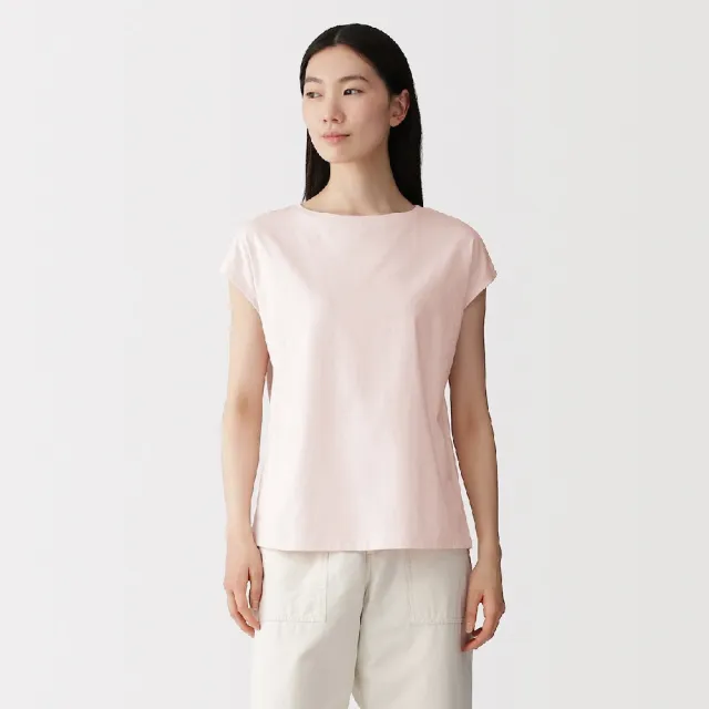 【MUJI 無印良品】女天竺法式袖T恤(白色/淺灰/墨灰/黑色/淺粉/煙燻綠/暗藍/粉紫)
