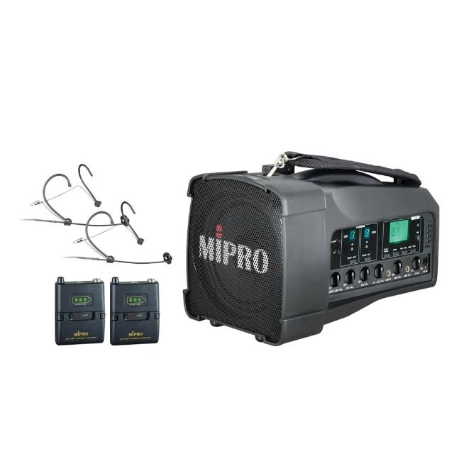 【MIPRO】MA-100D 配2頭戴無線麥克風(5.8G藍芽雙頻道迷你型無線喊話器)