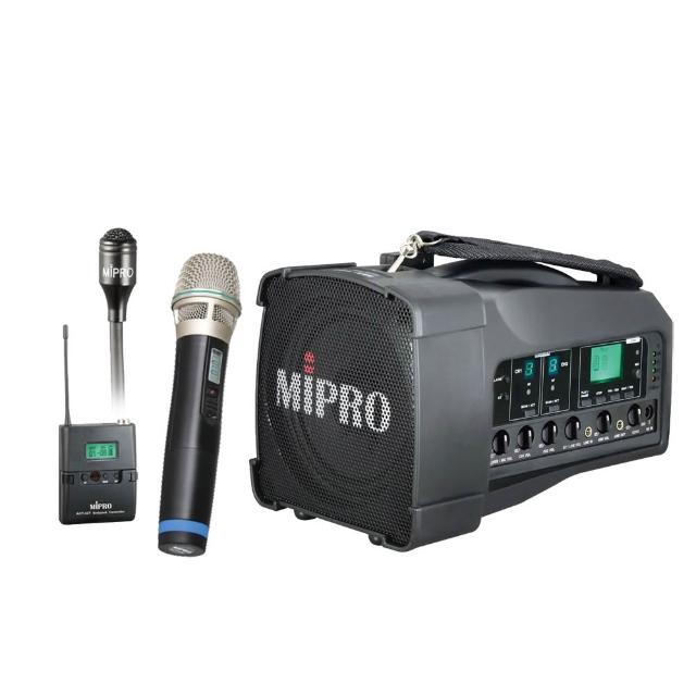 【MIPRO】MA-100D+1手握+1領夾式克風(雙頻道迷你無線喊話器 肩掛式/遠距教學)