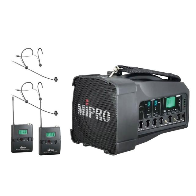 【MIPRO】MA-100D+2頭戴式克風(雙頻道迷你無線喊話器 肩掛式/遠距教學/導遊/戶外/活動)
