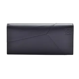 【LOEWE 羅威】經典Puzzle系列牛皮幾何橫式長夾（黑色)