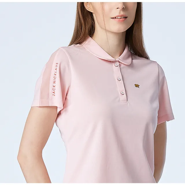 【Jack Nicklaus 金熊】GOLF女款彈性吸濕排汗高爾夫球/POLO衫(粉色)