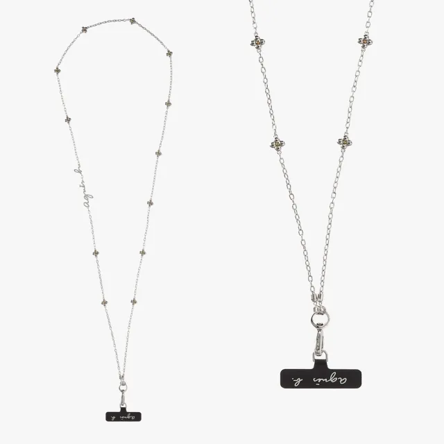 【agnes b.】bijoux 白鋼 繁花手機繩 銀色