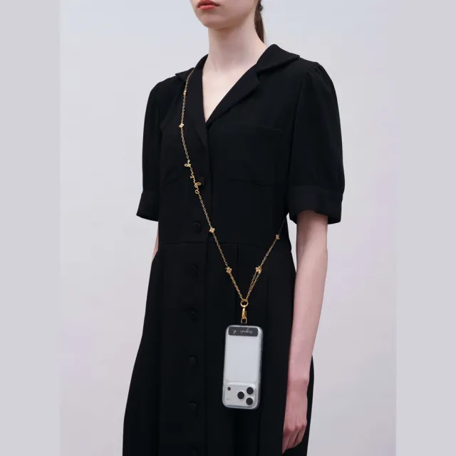 【agnes b.】bijoux 白鋼 繁花手機繩 玫瑰金