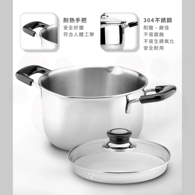 【ZEBRA 斑馬牌】304不鏽鋼Cesar雙耳湯鍋 20cm 3.5L(附瀝水玻璃蓋 雙耳鍋)
