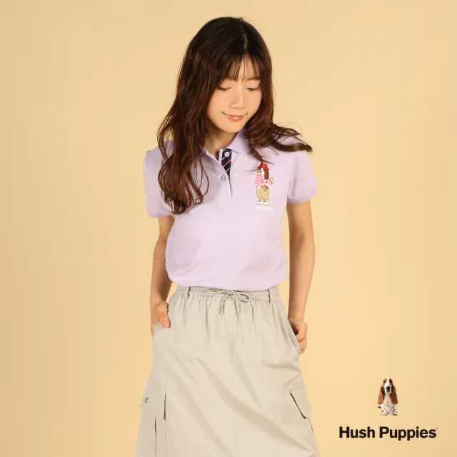 【Hush Puppies】女裝 POLO衫 簡約漁夫帽狗POLO衫 (淺紫 / 63201101)