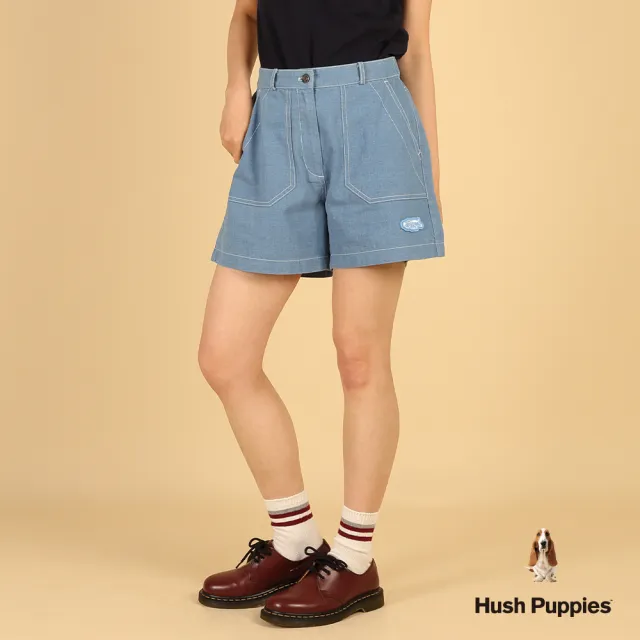 【Hush Puppies】女裝 短褲 休閒趴趴狗牛仔短褲 (淺藍 / 63222101)
