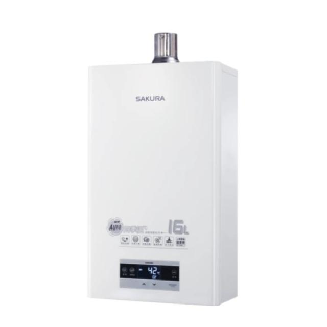 SAKURA櫻花牌 DH-1695 SAKURA櫻花牌 DH-1695FN 瓦斯熱水器,採用FE強制排氣式設計,確保安全高效排氣。內建數位恆溫功能,提供穩定熱水輸出,電子式自動點火操作簡便。尺寸345mm×184mm×580mm,重量僅19kg,適閤家庭安裝使用。能源效率第二級,電壓110V,保固1年,BSMI許可依原廠公告,理想瓦斯熱水器選擇。