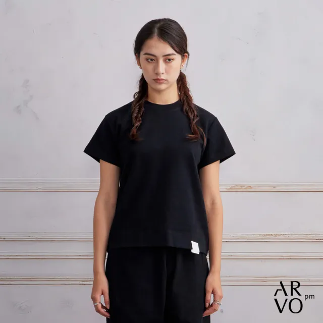 【ARVOpm】男女同款 簡約黑色Baby Tee-725213192013(雙11限定)