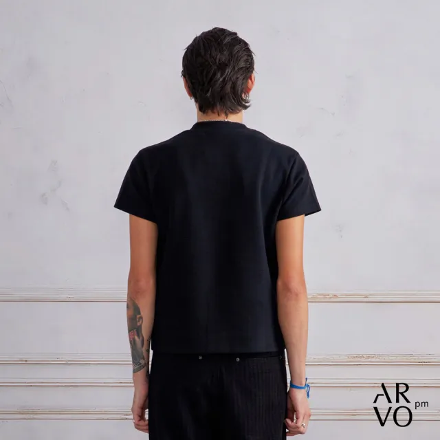 【ARVOpm】男女同款 簡約黑色Baby Tee-725213192013(雙11限定)