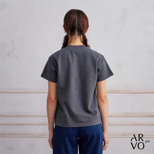【ARVOpm】男女同款 簡約深灰Baby Tee-725213192011(雙11限定)