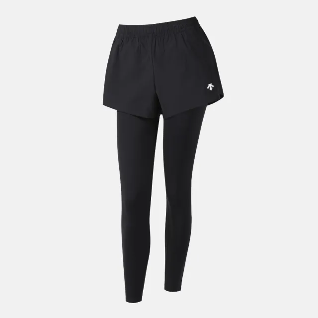【DESCENTE】緊身長褲 女 運動褲 瑜珈 快排 WOMEN SHORTS-ATTATCHED LEGGINGS 黑 SR122PKL12-BLK0
